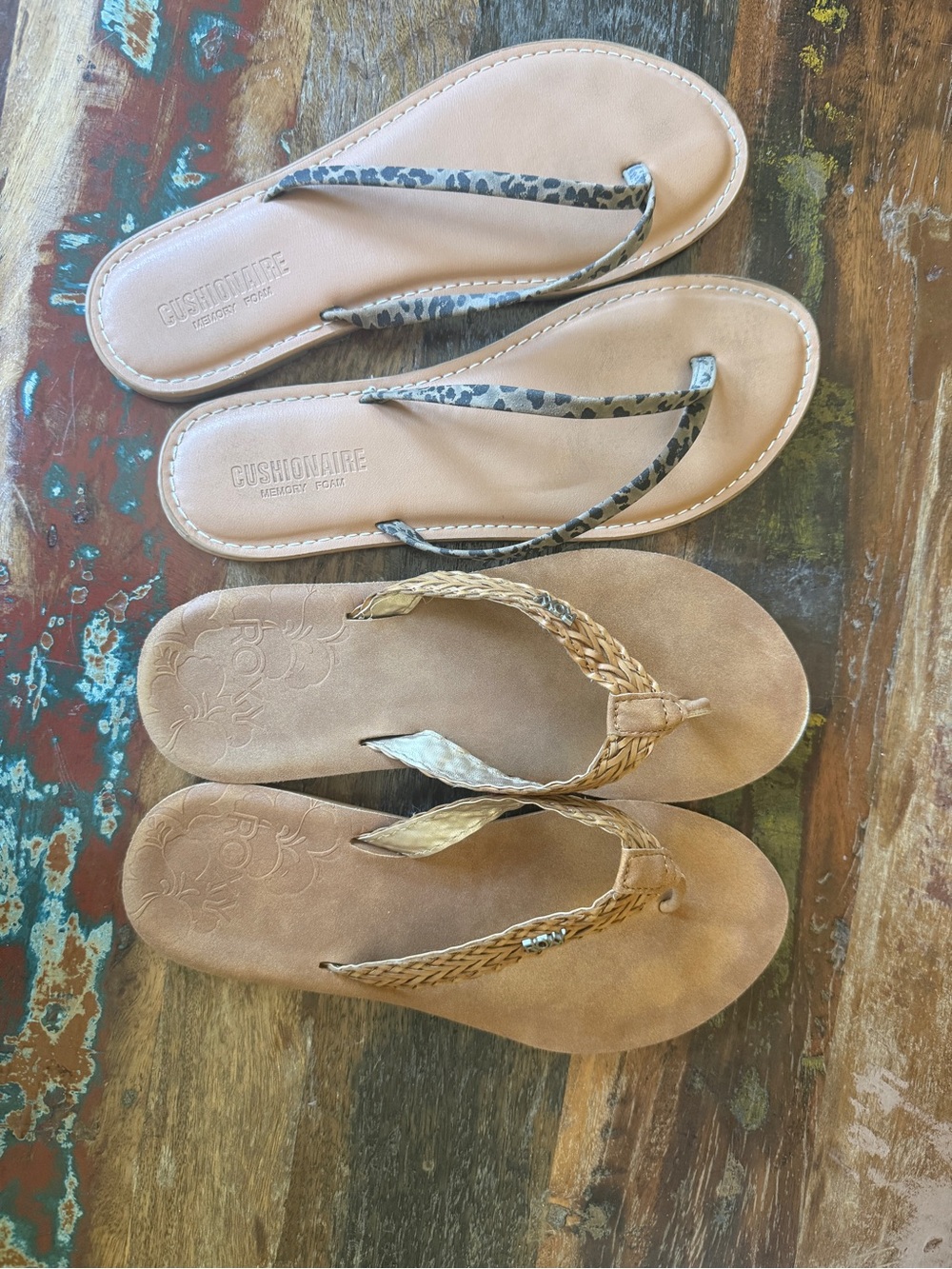 Roxy and Cushionaire Brown Braided Flip Flop Duo - Women